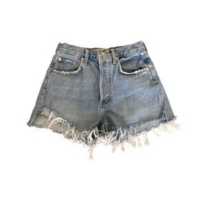 Citizens of Humanity - Fray hem Cut Off Denim Shorts in Light Wash Blue